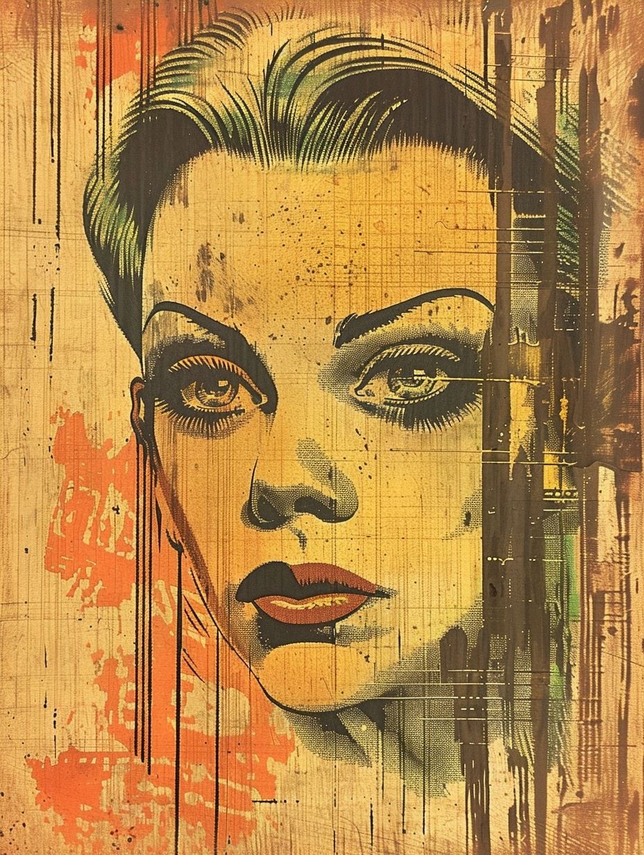 Vintage Pop Art Noir Portrait - Image 4