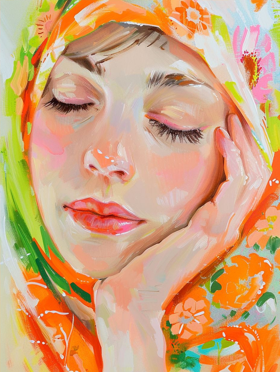 Vibrant Floral Impressionist Portrait - Image 4