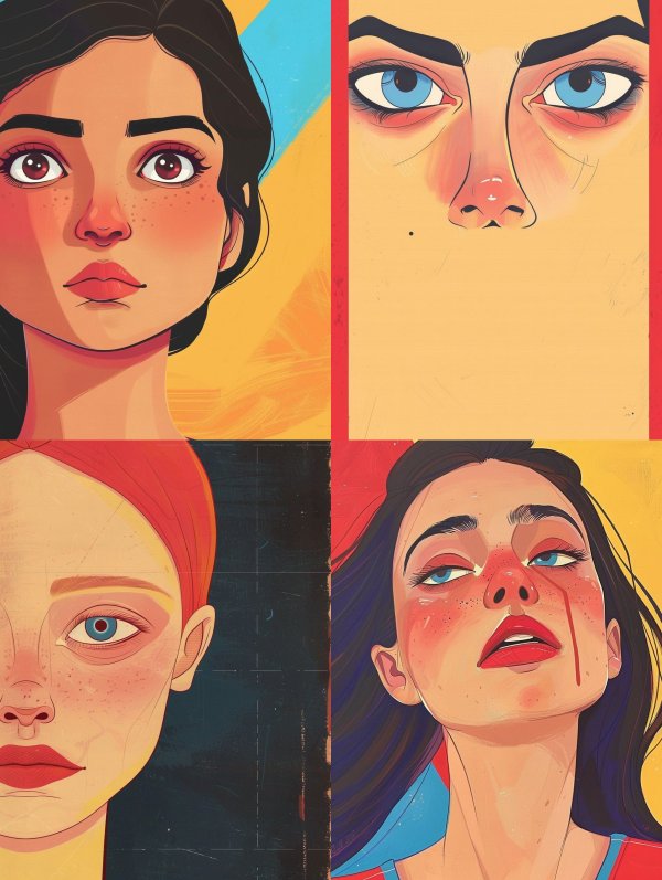 Emotional Portraits in Modern Vector