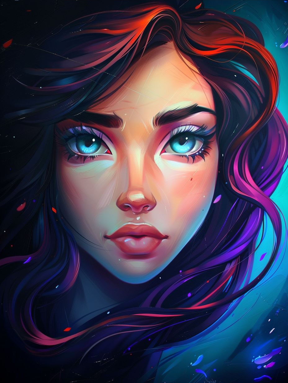 Neon Dreams: Digital Portraits of Ethereal Women - Image 3