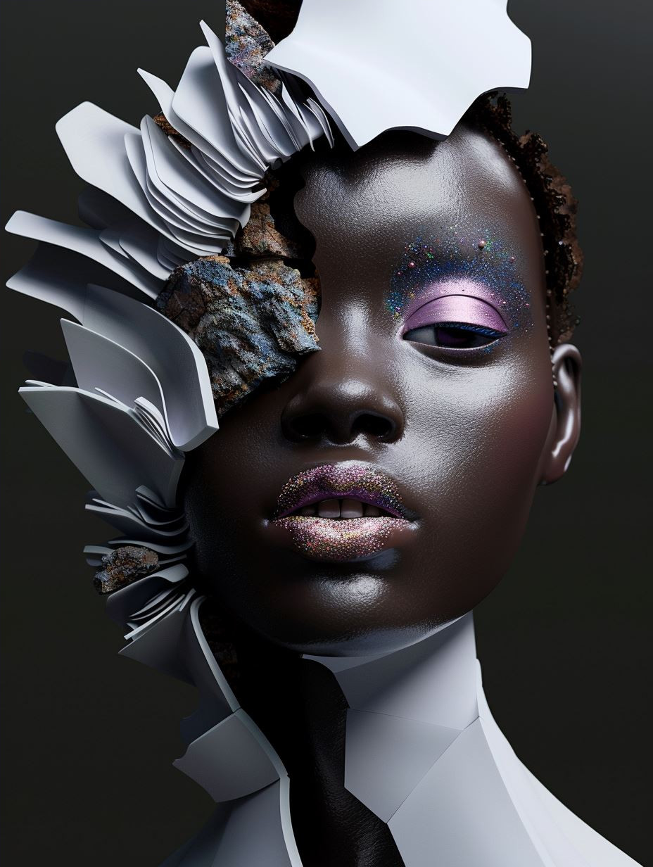 Fragmented Obsidian Beauty Portrait - Image 4