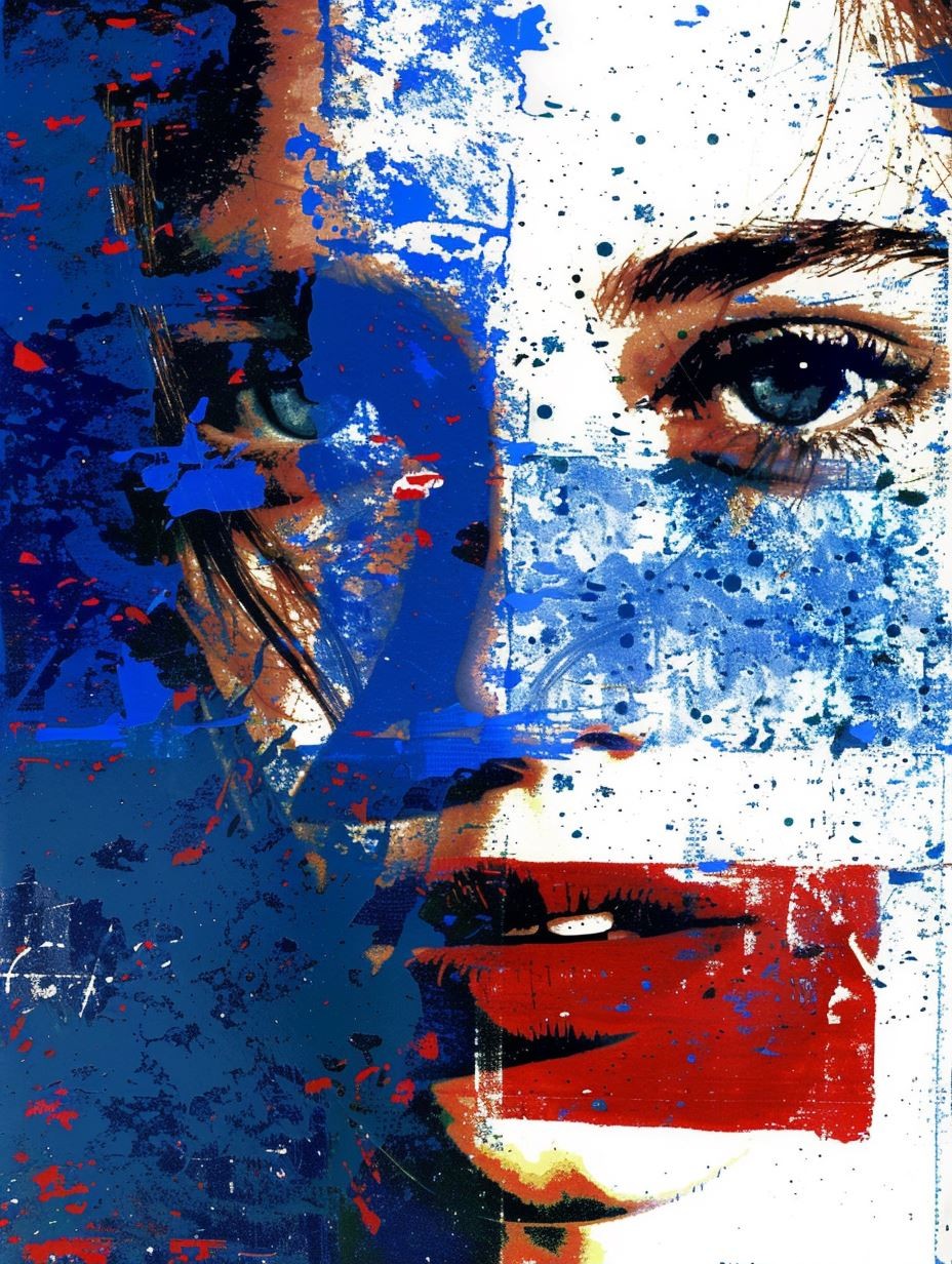 Abstract Fragmented Azure Portrait