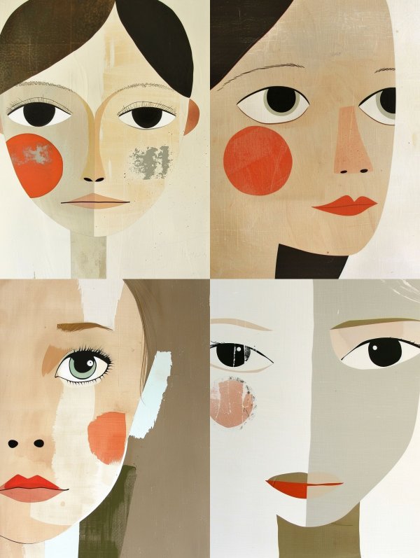 Fragmented Faces in Modernist Style