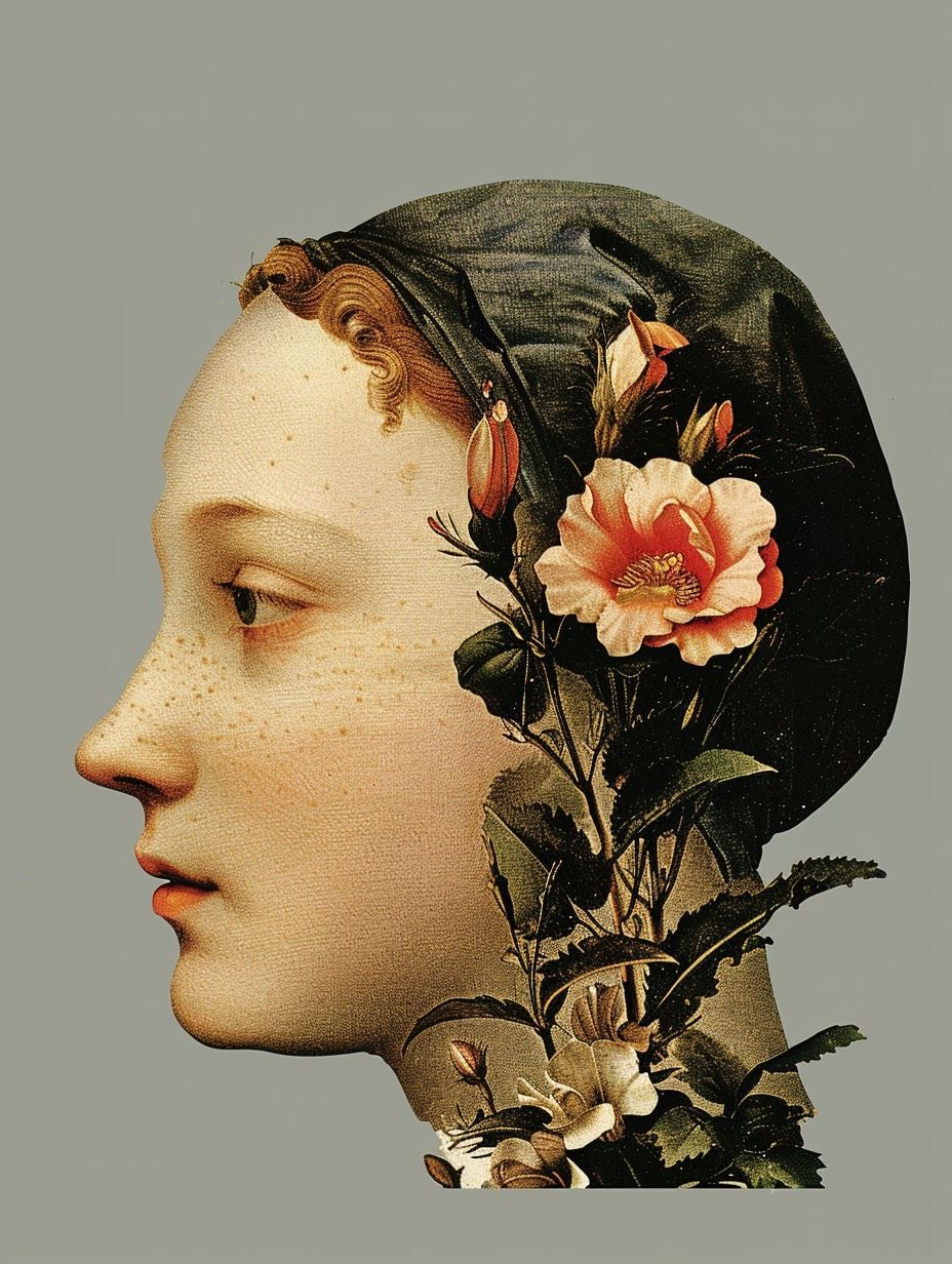 Floral Renaissance Surrealism Collage - Image 1