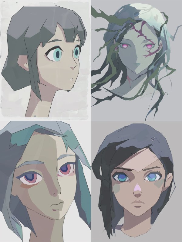 Minimalist Geometric Anime Portrait