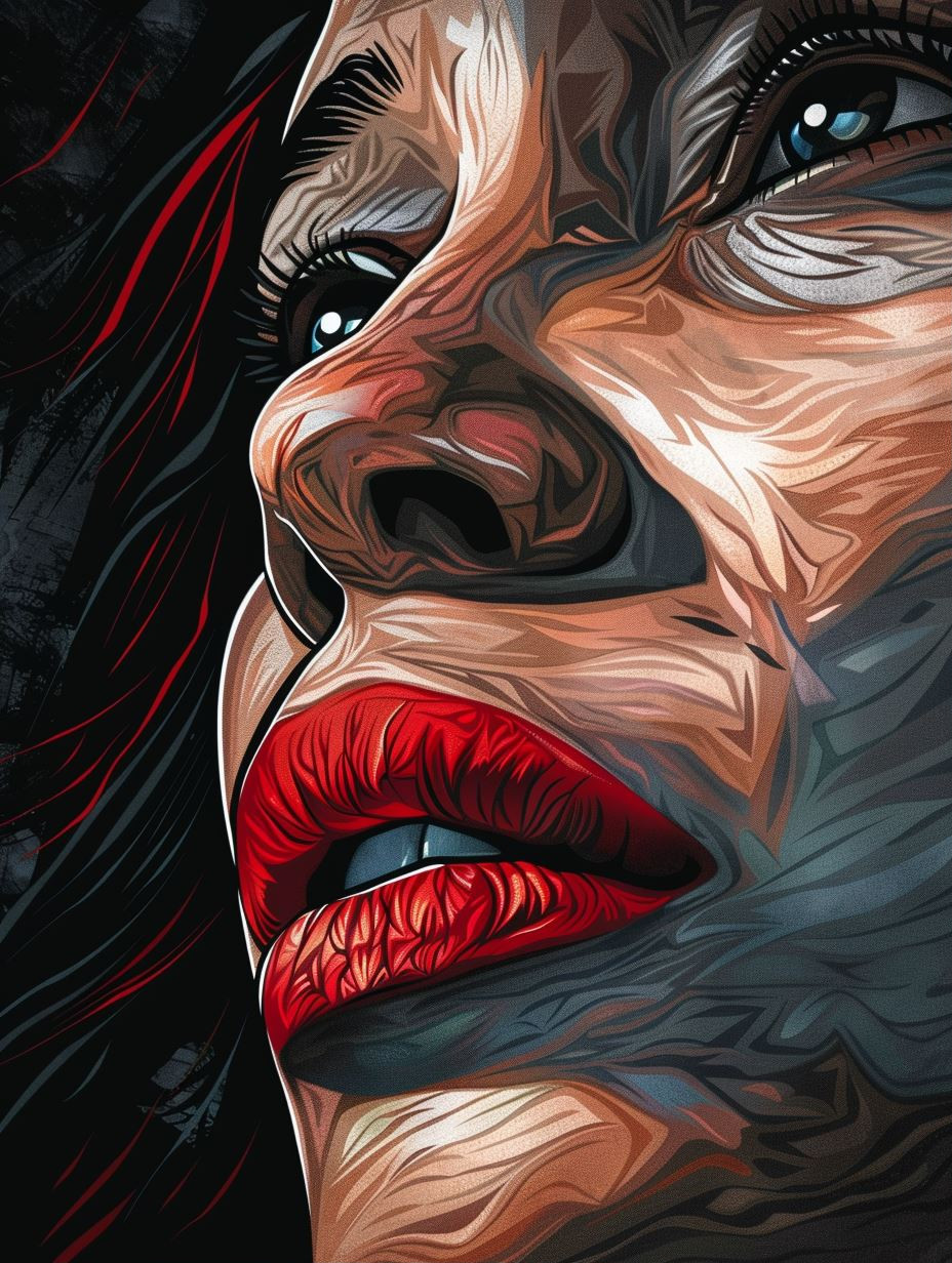 Dramatic Crimson Portrait Study - Image 1