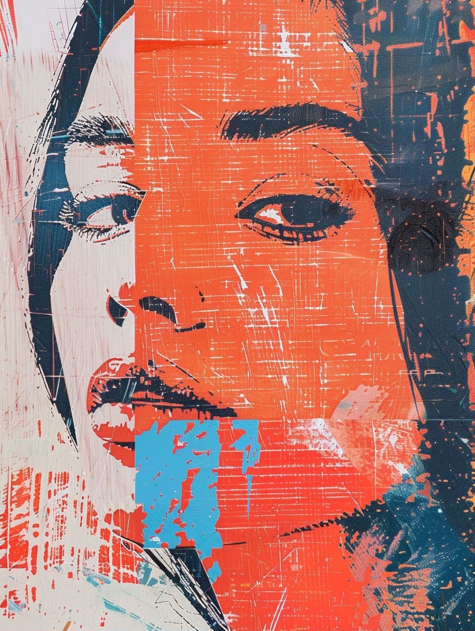 Abstract Crimson Portrait Fragments - Image 1
