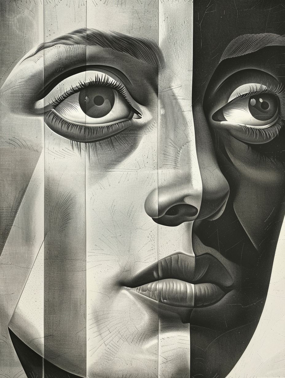 Fragmented Monochrome Surrealist Portrait