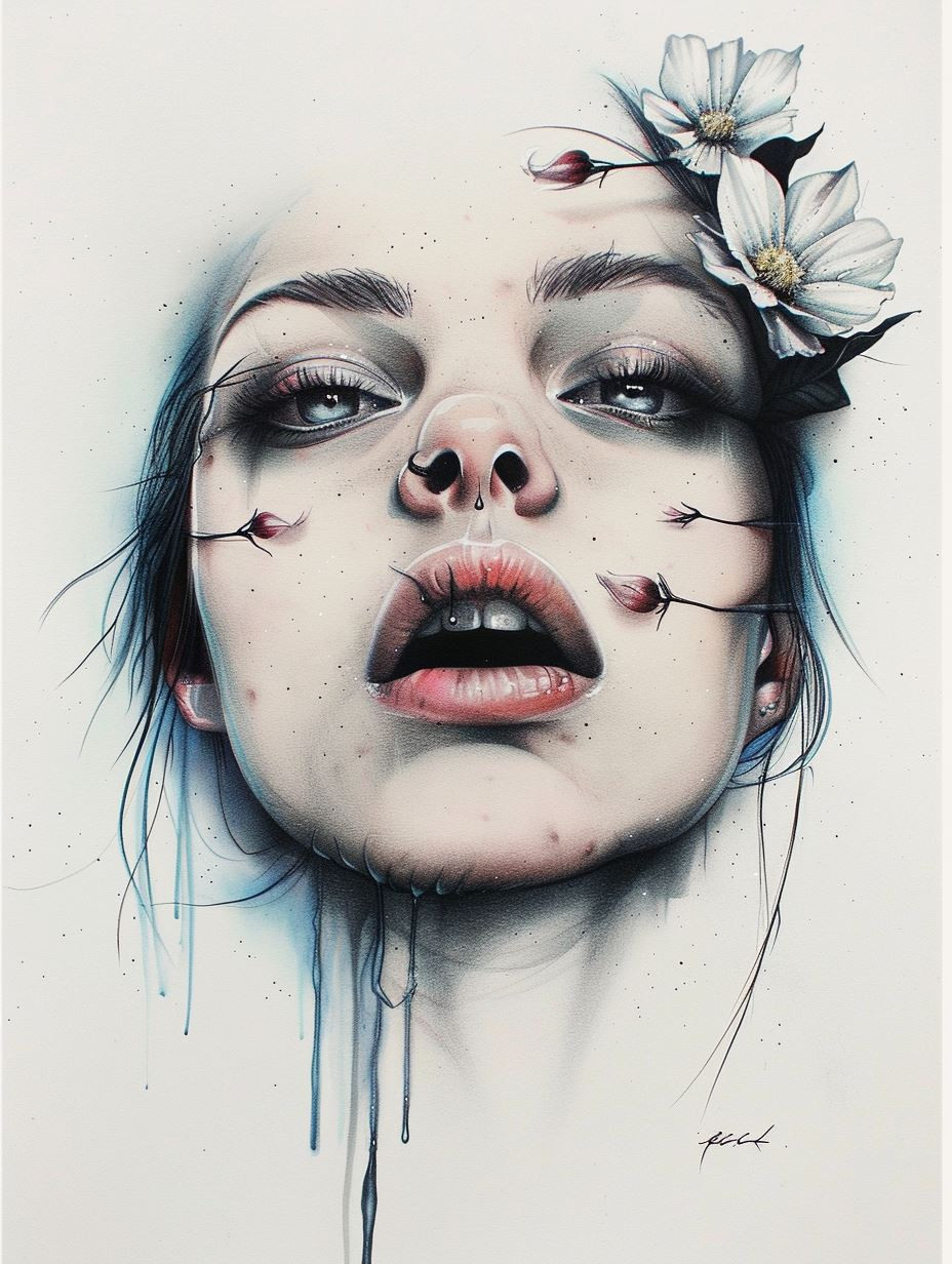 Ethereal Gaze in Watercolor Ink - Image 2