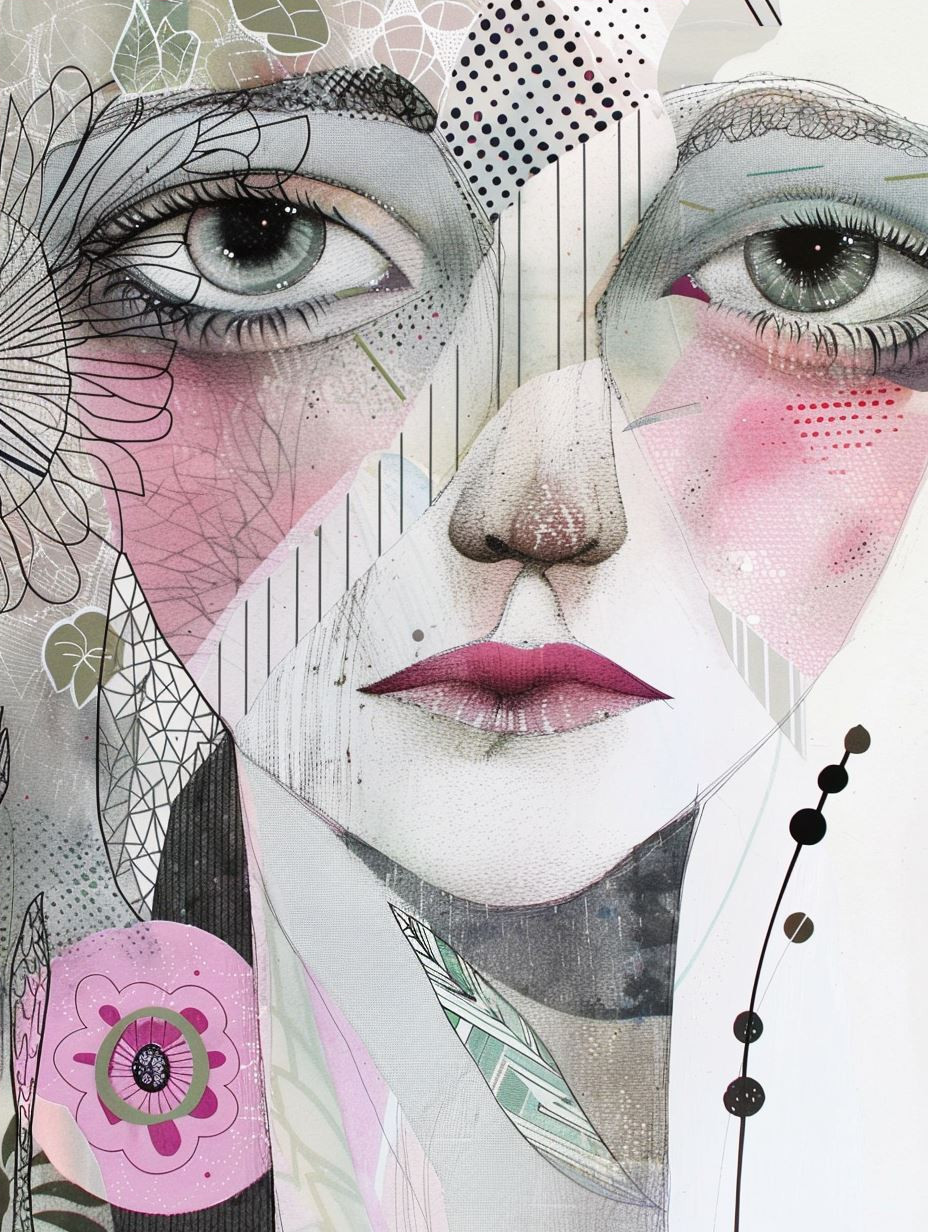 Abstract Mixed Media Female Portraits - Image 4