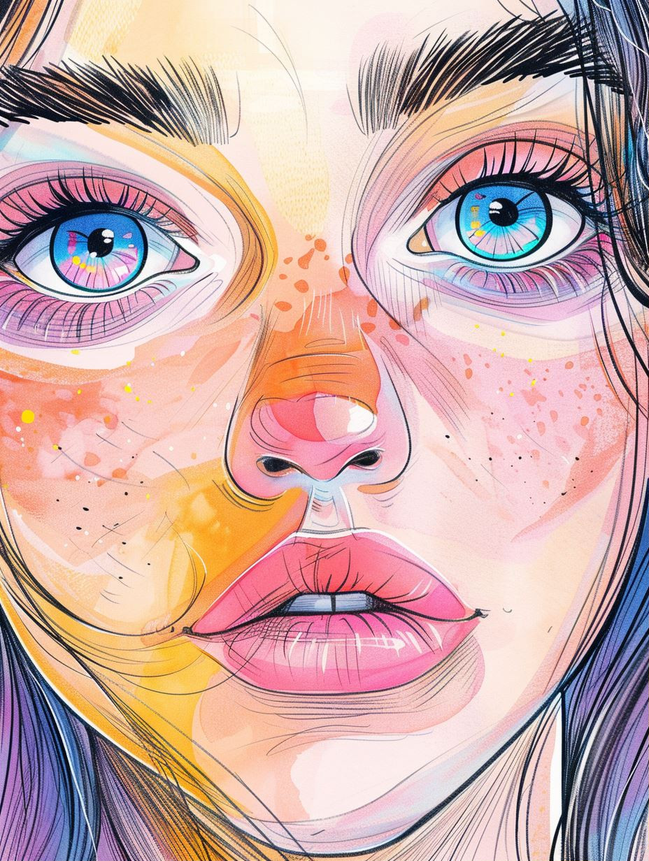 Vibrant Watercolor Portrait Study