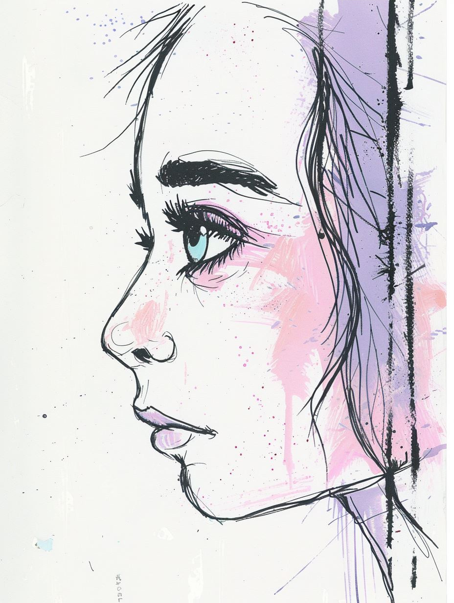 Melancholic Ink and Watercolor Portraits - Image 3
