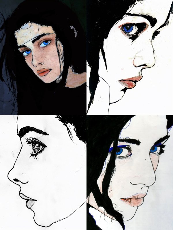Ethereal Gaze Ink Portraits