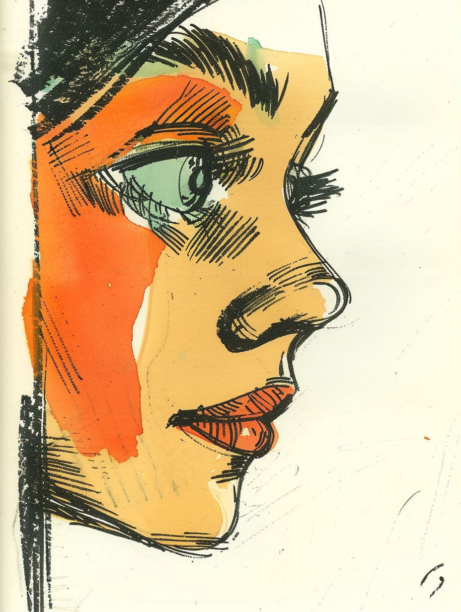 Expressive Ink and Wash Portraits - Image 1