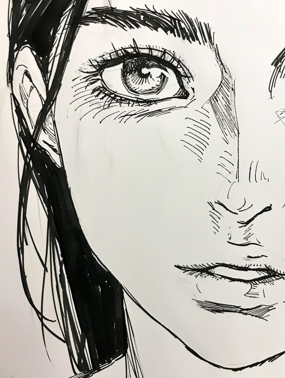 Ink Wash Manga Portrait Study - Image 2