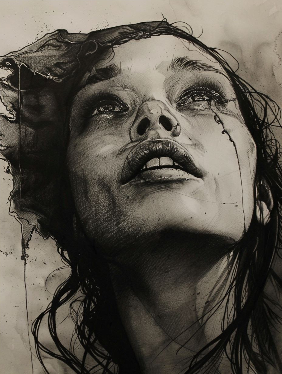 Haunting Charcoal Portrait Study - Image 4