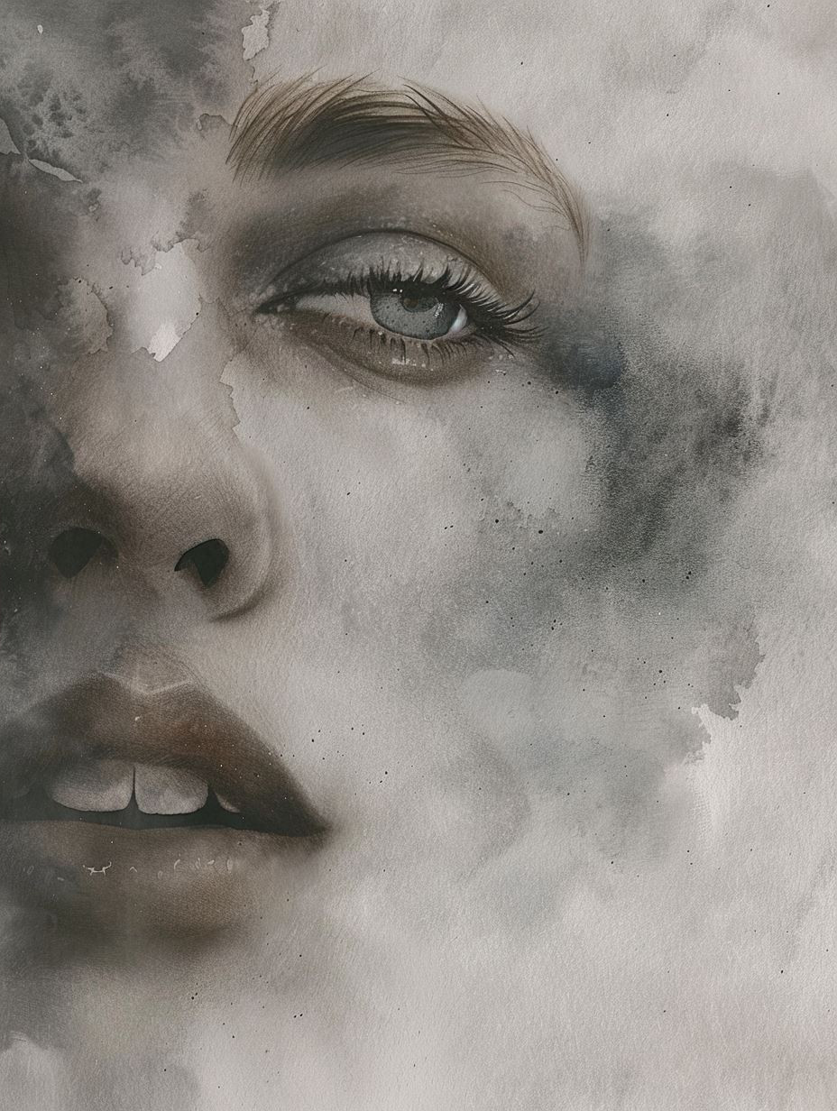 Ethereal Watercolor Portrait in Gold - Image 4