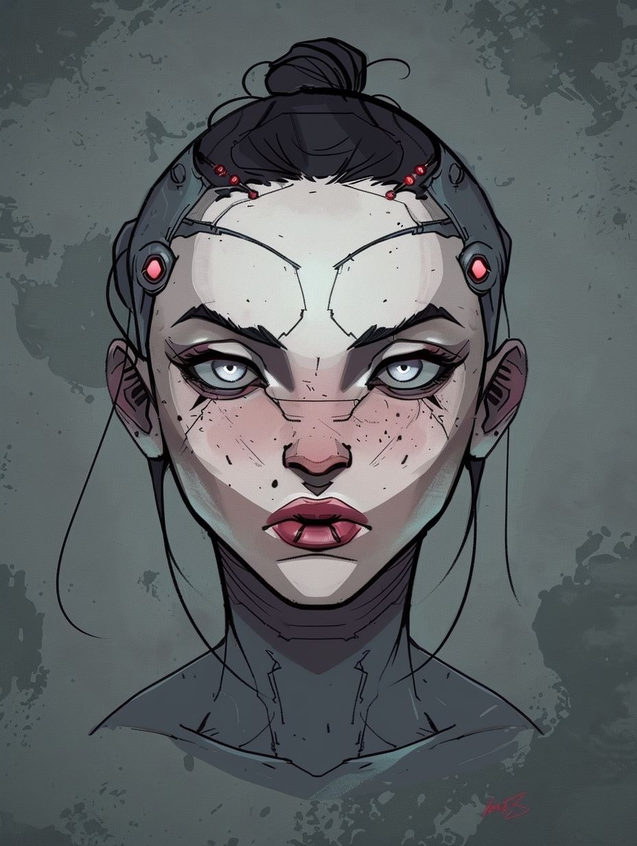 Cybernetic Soul in Monochrome - Image 2