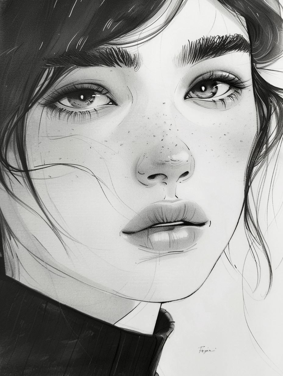 Ethereal Gaze: Monochrome Portrait Studies - Image 4