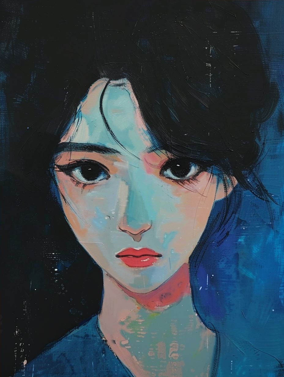 Melancholy Blue Digital Portrait - Image 4