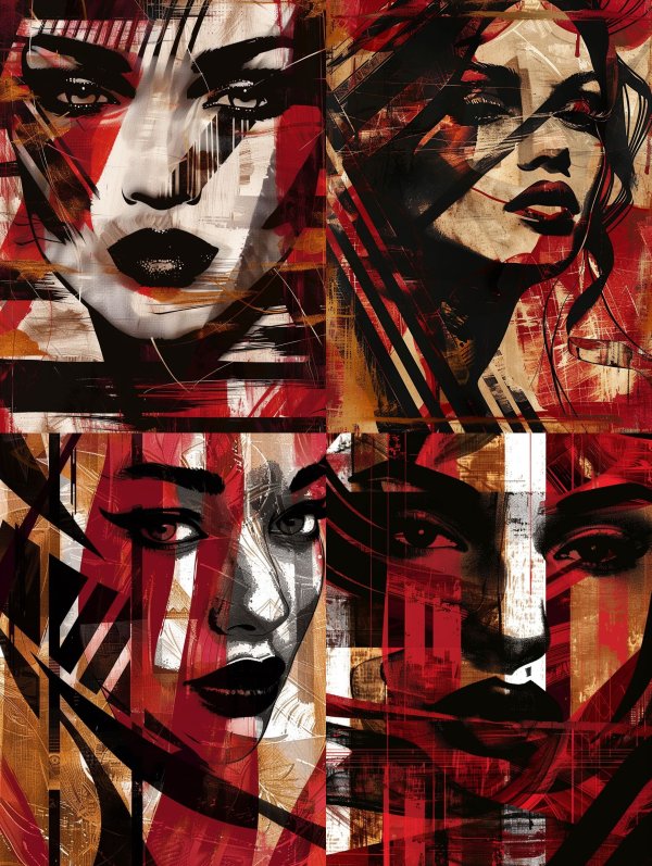 Abstract Crimson Noir Portrait