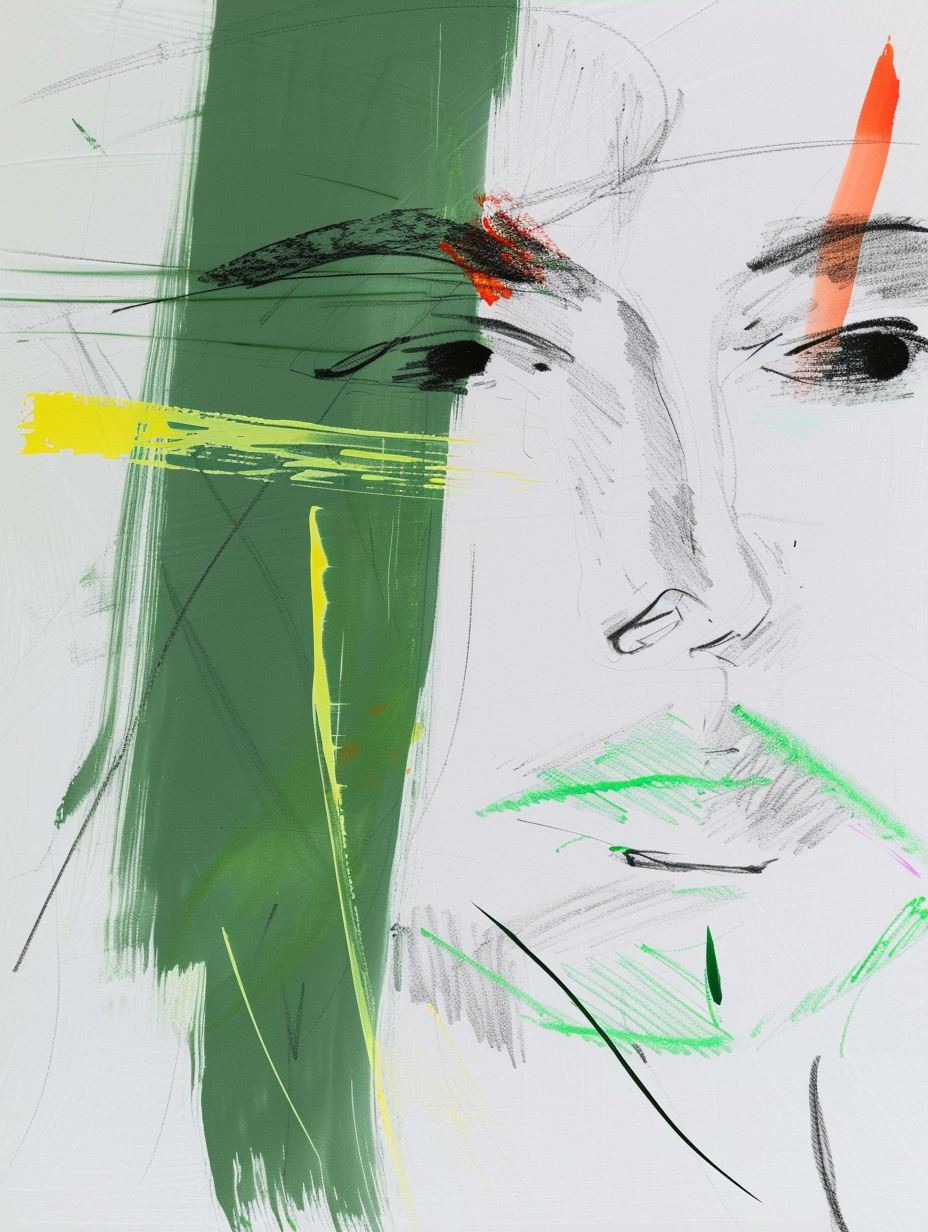 Abstract Green Expressionist Portraits - Image 4