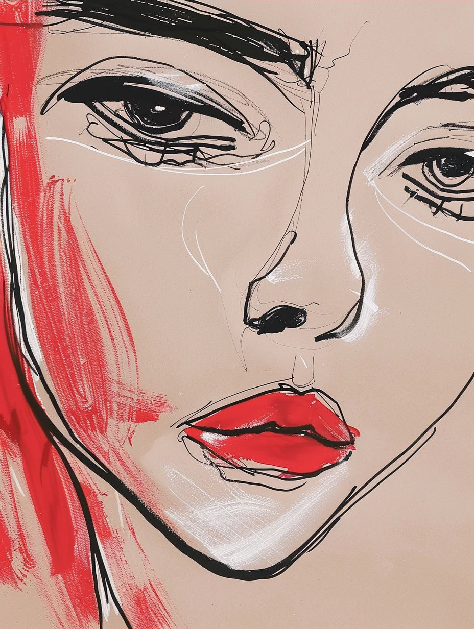 Minimalist Ink Portrait of Elegance - Image 3