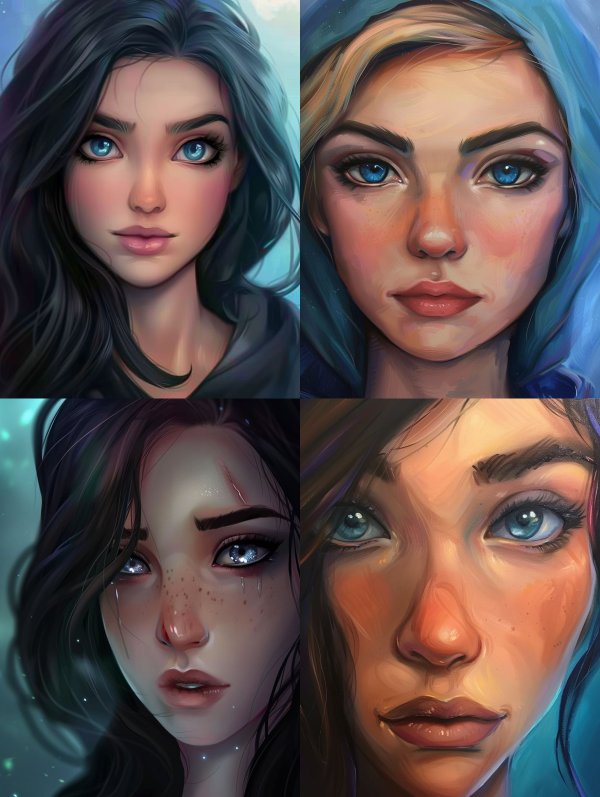 Ethereal Gazes: Digital Portrait Collection