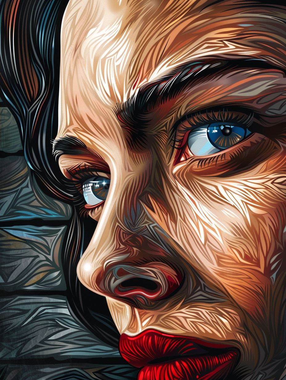 Dramatic Crimson Portrait Study - Image 2