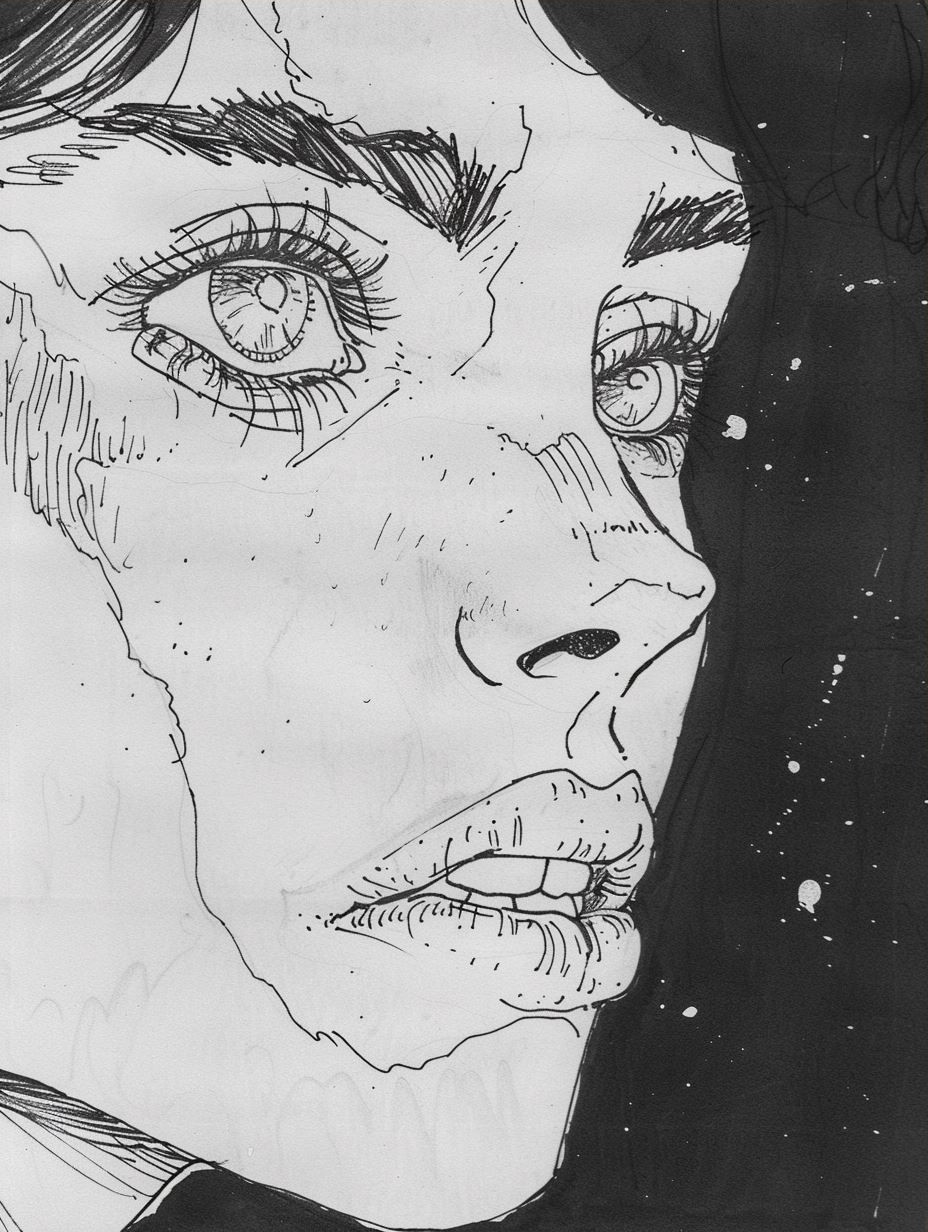 Melancholic Ink Portrait Study - Image 3