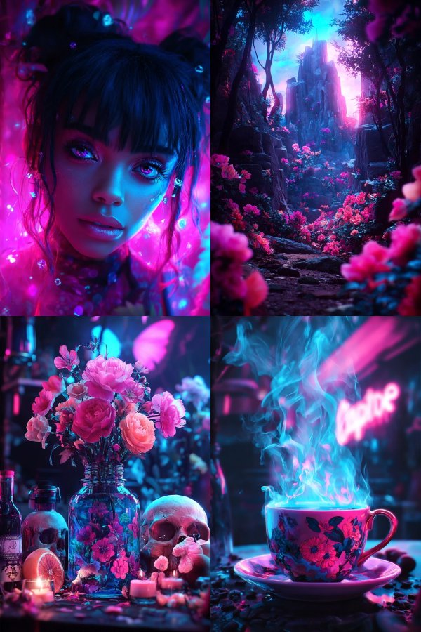 Neon Dreams: A Cyberpunk Fantasy Collage