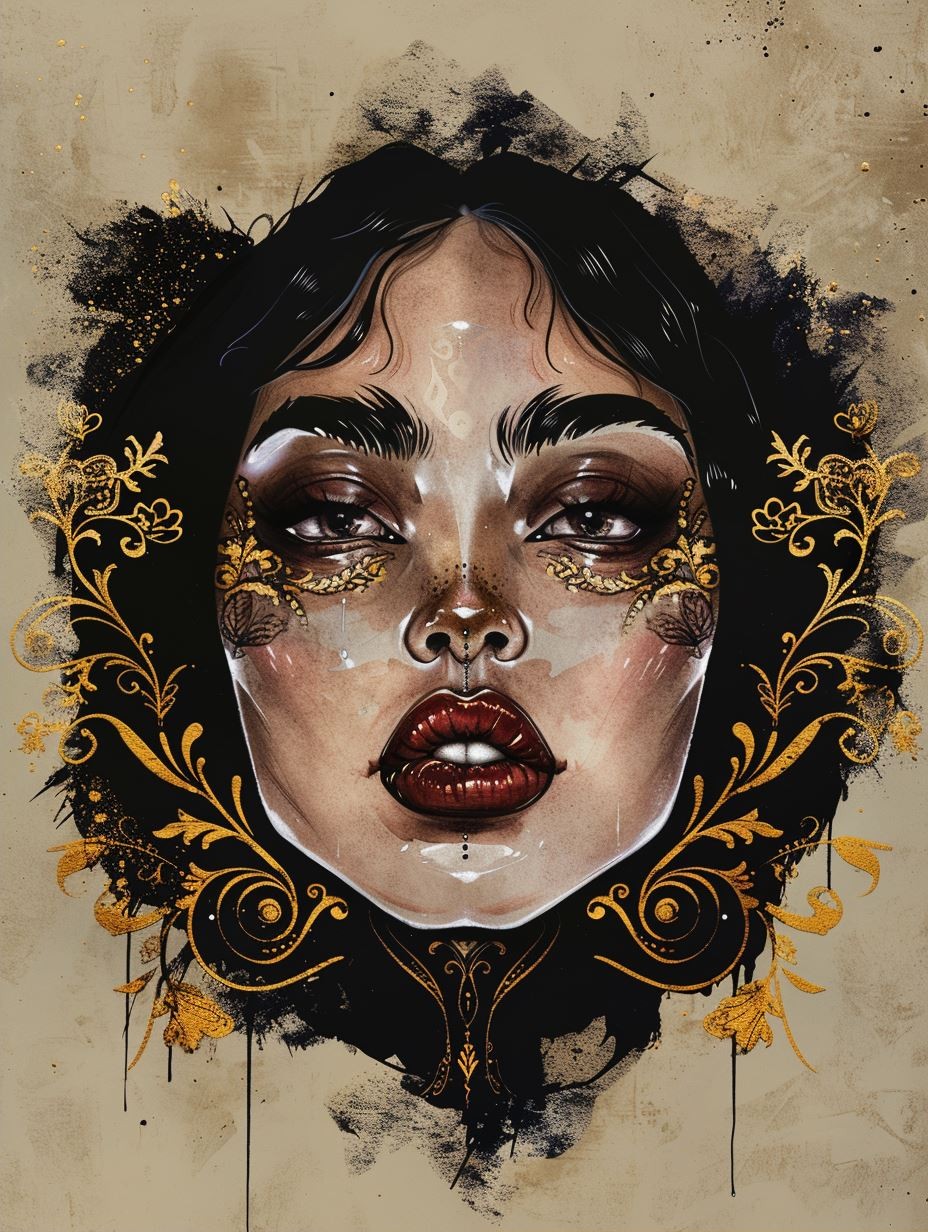 Gilded Shadows Ethereal Portrait - Image 2