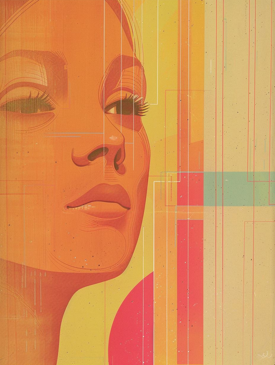 Ethereal Peach Geometric Portrait - Image 3
