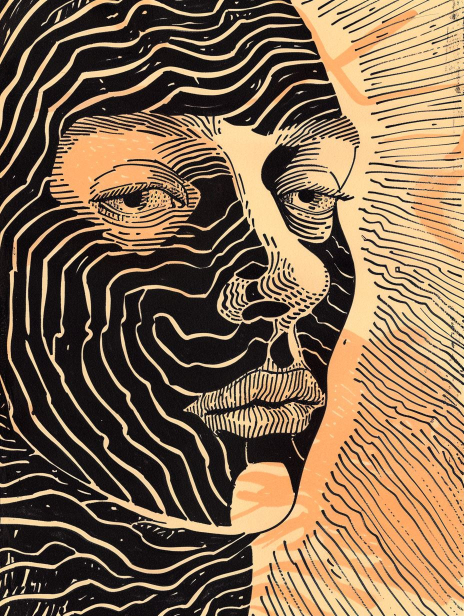 Intricate Linear Portraiture Study - Image 1