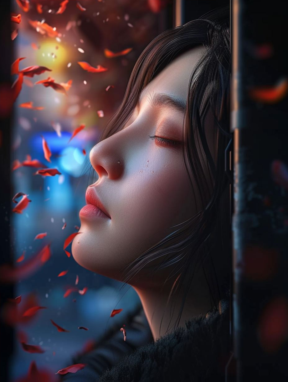 Melancholy Glow in Neon Rain - Image 4