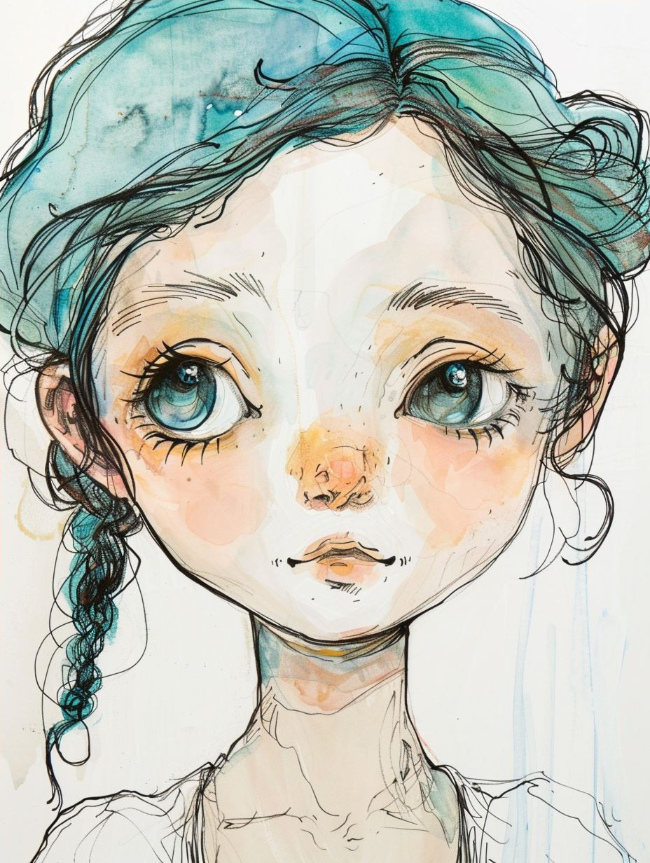 Ethereal Watercolor Gaze Portrait - Image 4