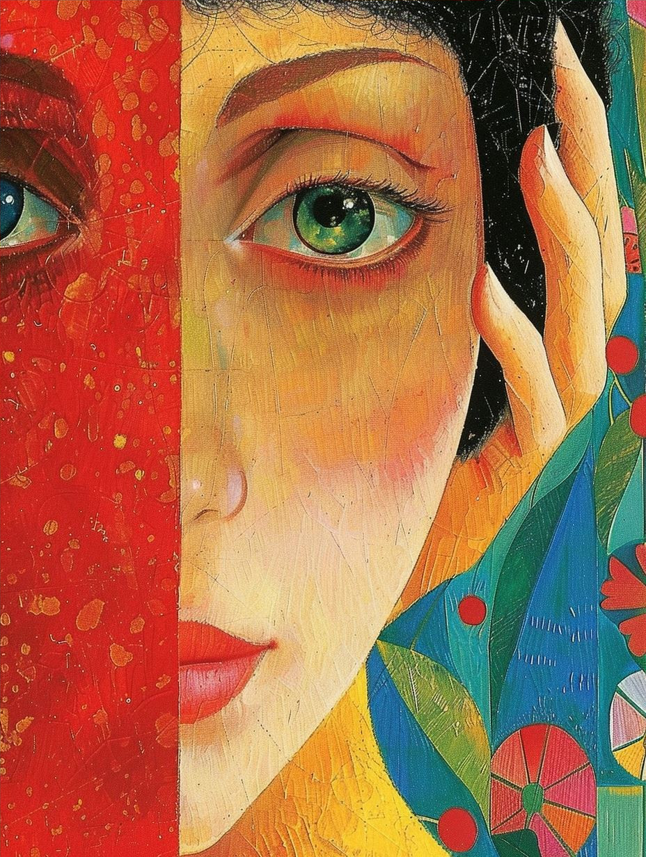 Crimson Gaze of Textured Art - Image 4