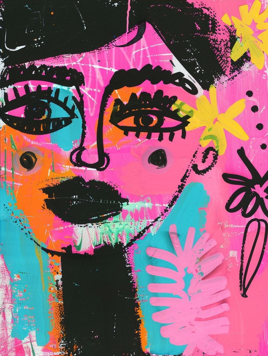 Vibrant Neon Portrait Art Study - Image 3