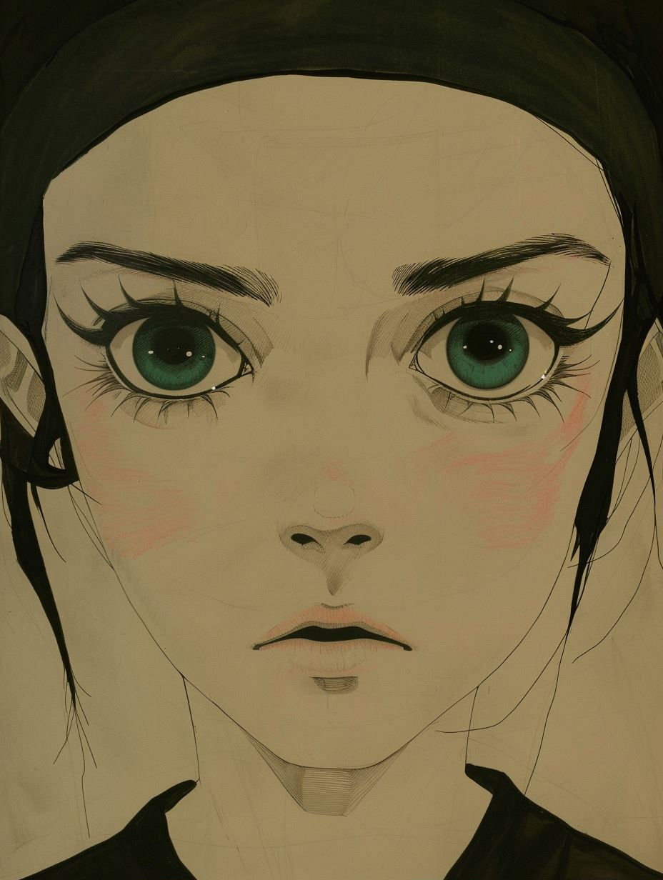 Melancholic Gaze in Muted Tones - Image 2