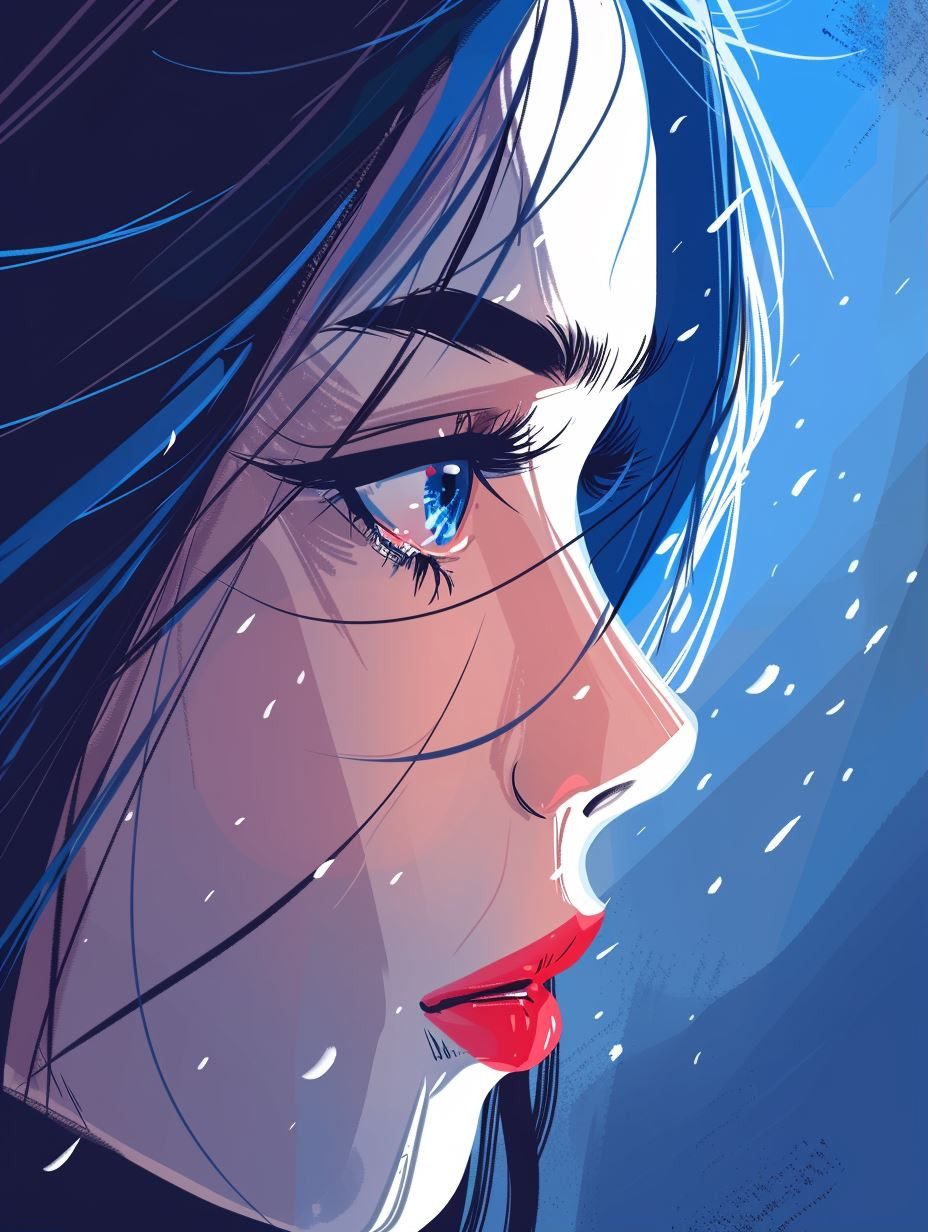 Azure Gazes: A Digital Portrait Study - Image 1