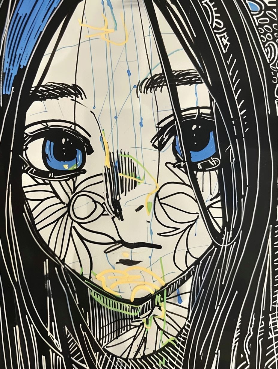 Abstract Neon Manga Portrait