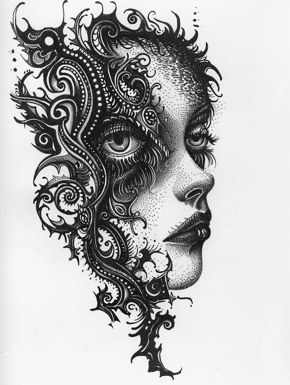 Intricate Gothic Ink Portrait - Image 3