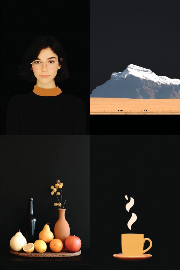 Minimalist Contrast in Four Frames