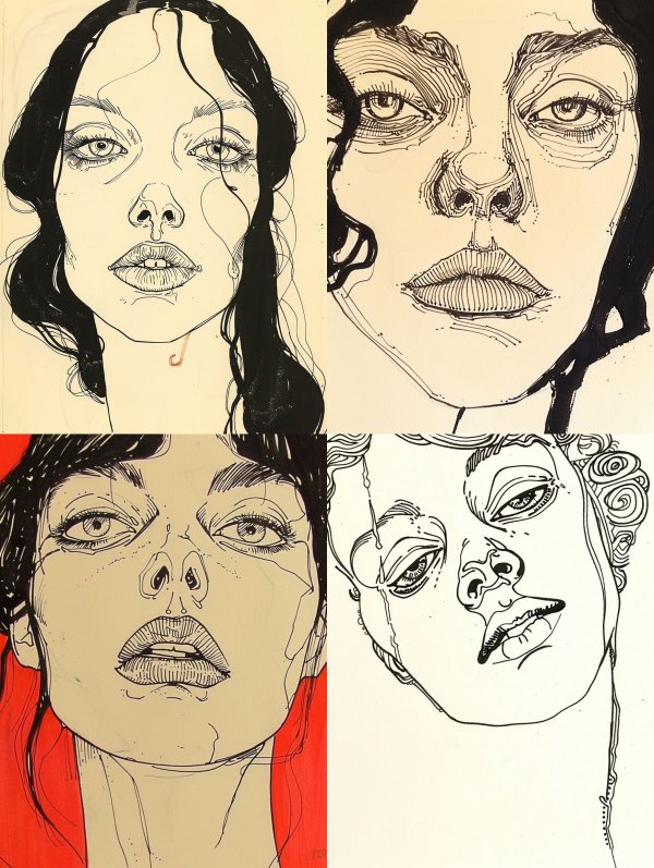 Fragmented Gazes in Ink