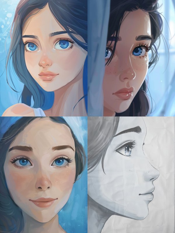 Azure Gaze: Digital Portrait Studies