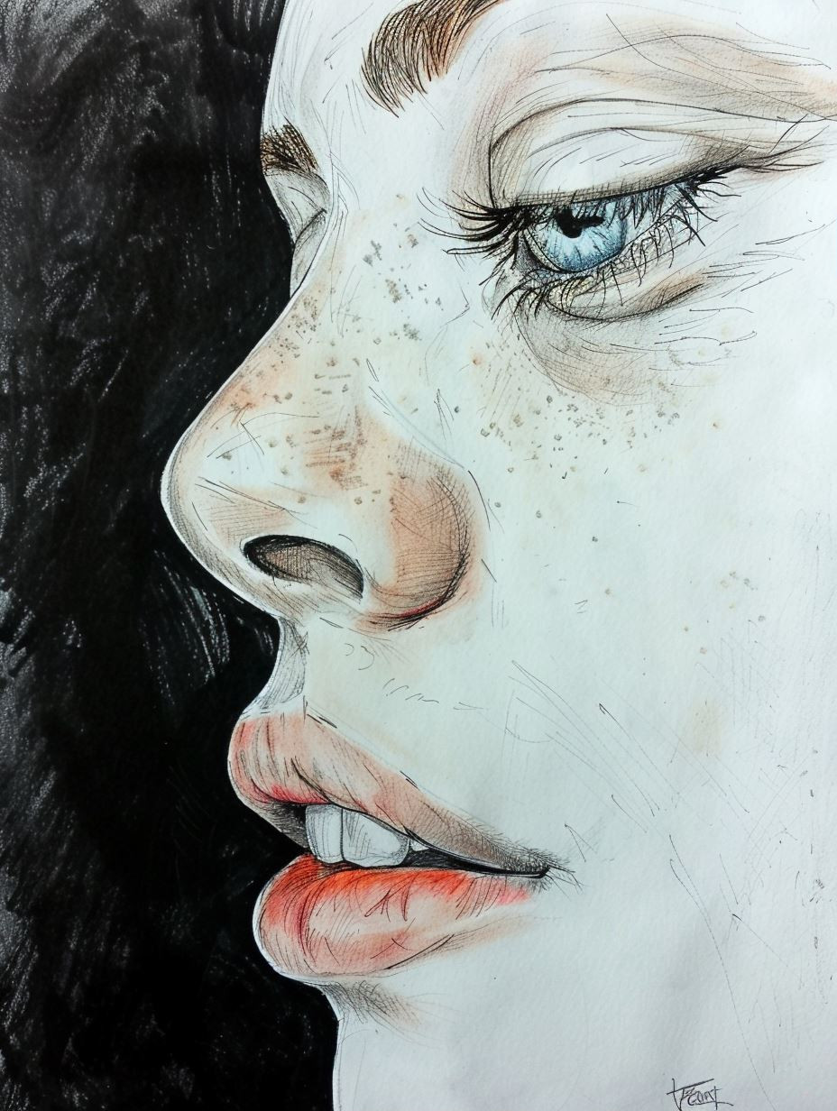 Ethereal Sketch of Quiet Contemplation - Image 1