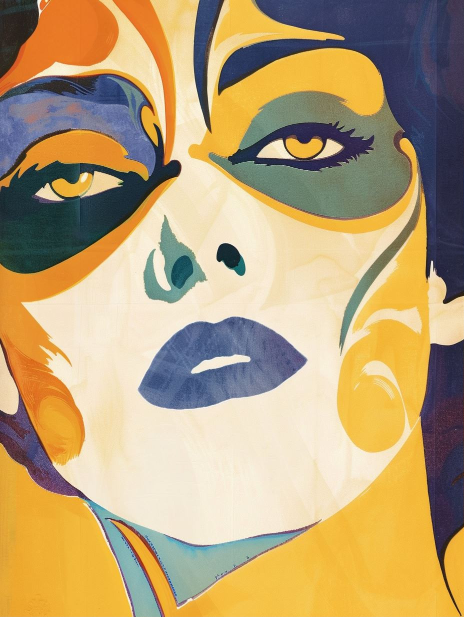 Vibrant Quad Portrait of Stylized Women - Image 1