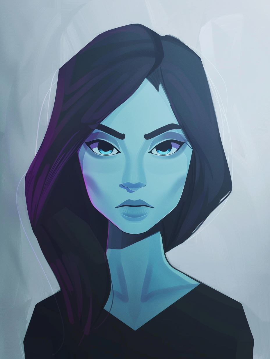 Neon Shadows: Digital Portrait Study - Image 1