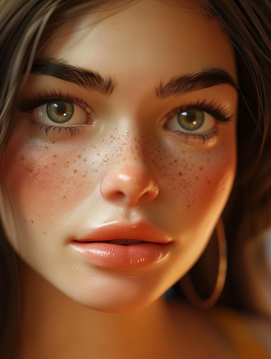 Hyper-Realistic Sun-Kissed Portrait