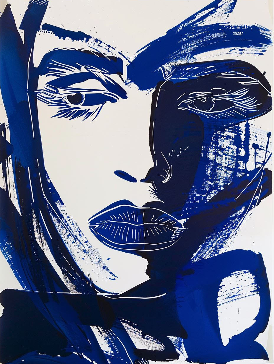 Abstract Blue Portrait Studies - Image 4